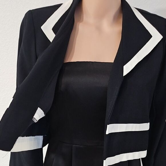 John Roberts Jackets & Blazers - John Roberts Black and White Blazer with Nautical Stripes